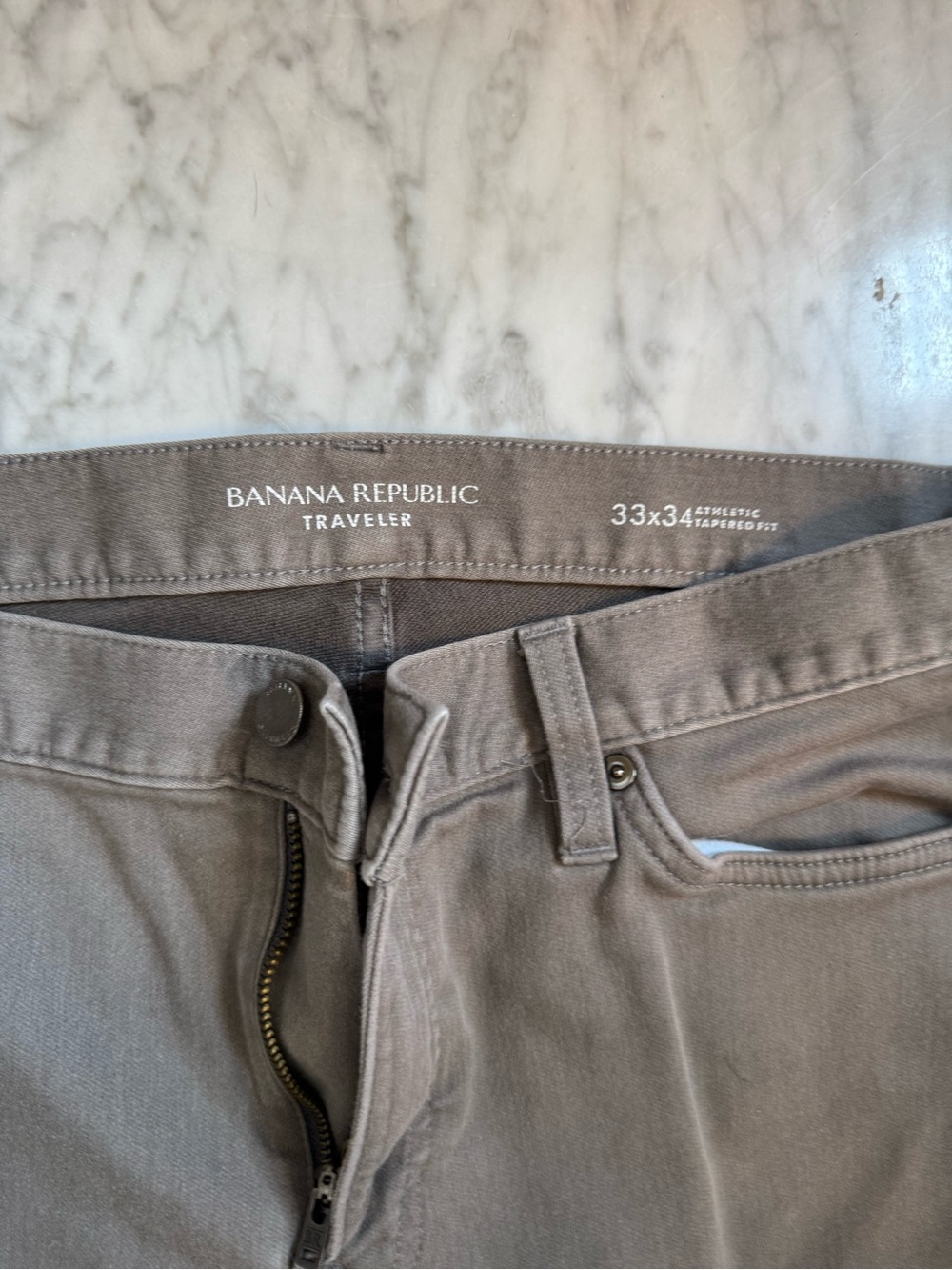 Banana Republic Traveler Pants in Taupe Gray